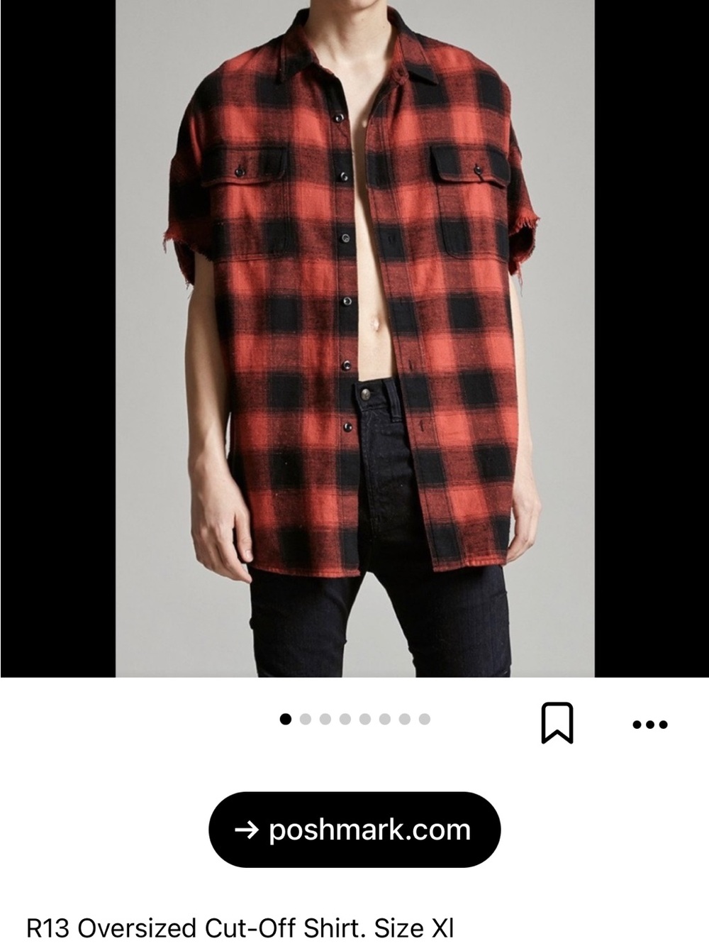 R13 plaid short sleeve blouse